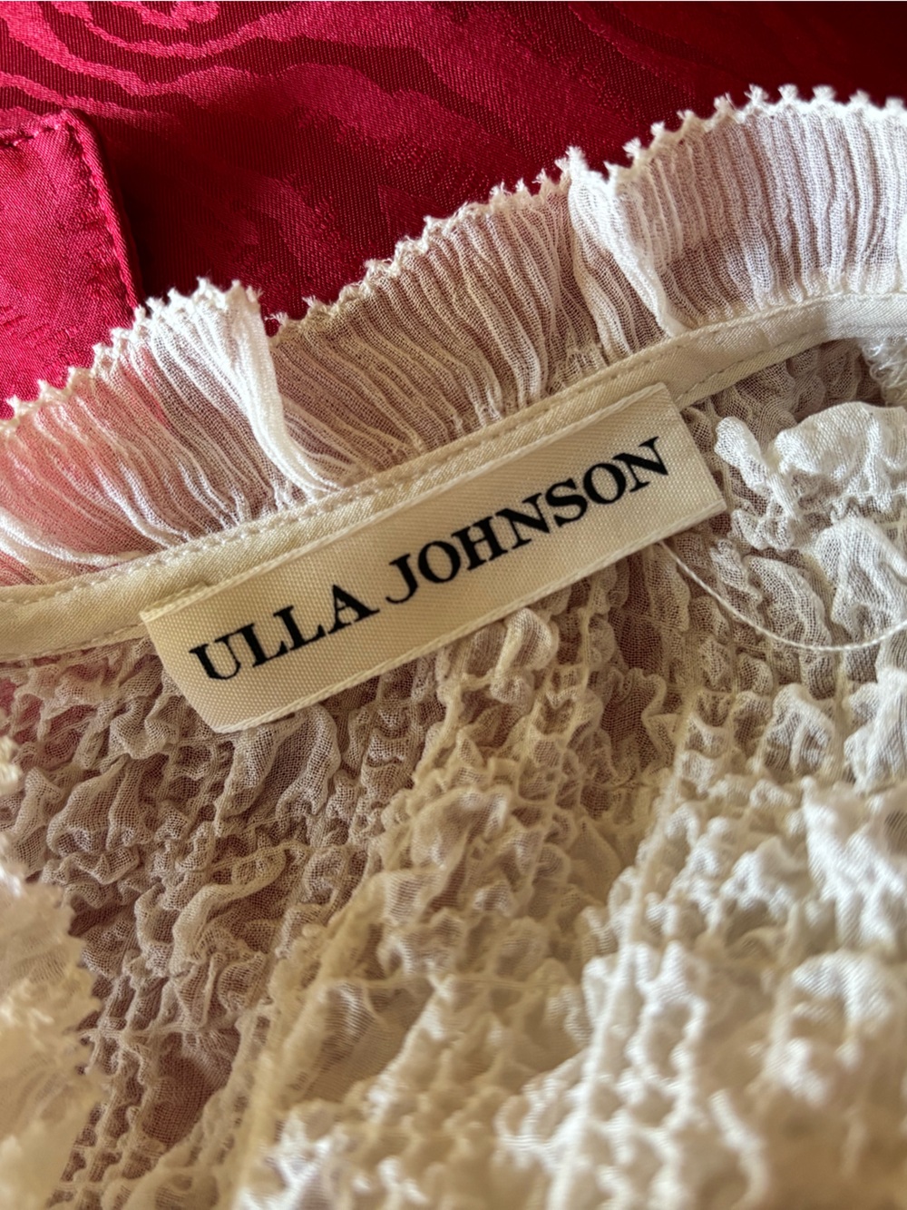 ULLA JOHNSON ivory SILK sleeveless RUFFLE flutter sleeve TOP size 0 XS - Picture 5 of 7